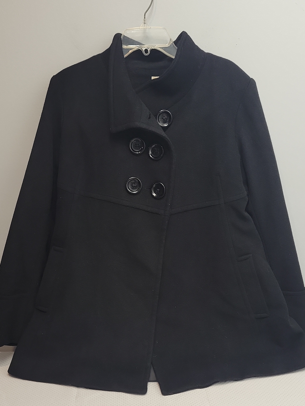 Michael Kors black double breasted A-line peacoat size 14